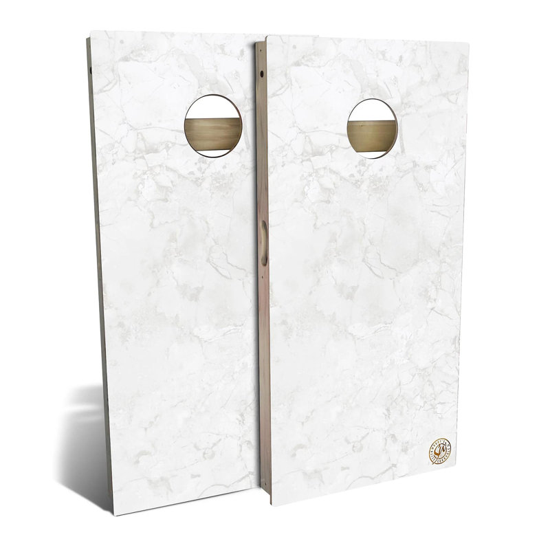 Ensemble de planches de cornhole en marbre blanc 2 pi x 4 pi avec lumières à trous