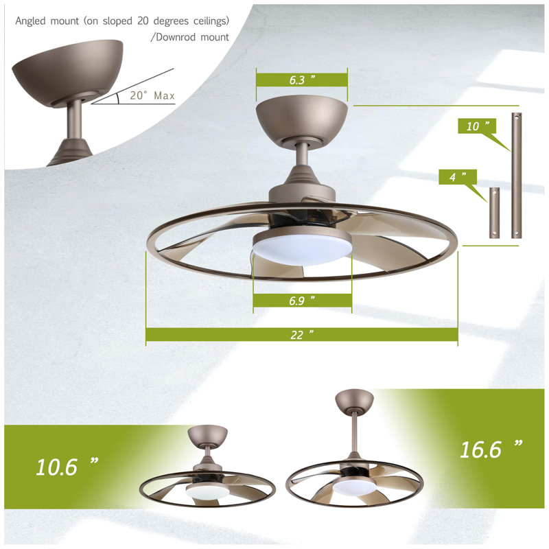 Light Pro 22 In. LED Indoor Smart Ceiling Fan With Remote Control, Coffee