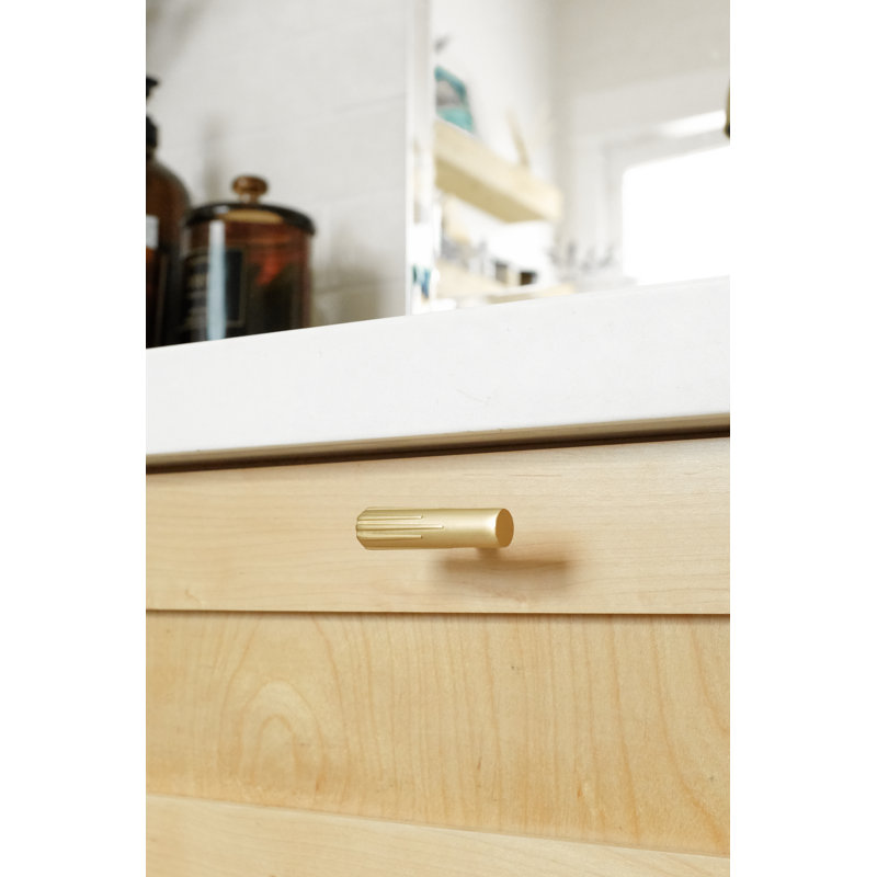 Sunburst Bar Knob, Satin Brass