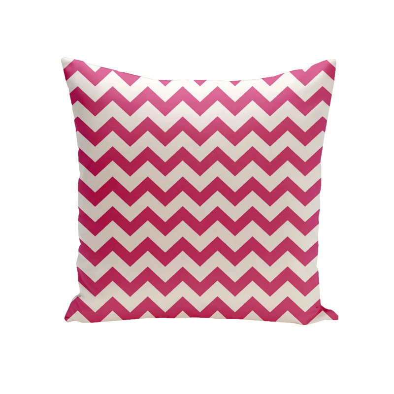 Chevron Outdoor Pillow Cover & Insert, 20"x20", Fushia