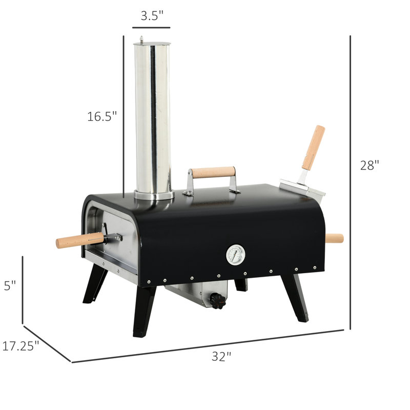 Four à pizza rotatif en pierre de 12 po, pieds portatifs et pliables, acier inoxydable, transformez votre cour arrière en un barbecue extérieur portatif avec pierre, organisez un délicieux festin