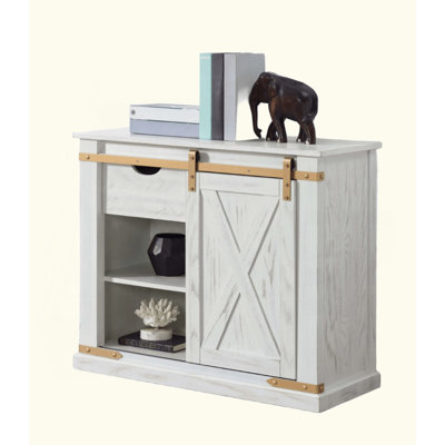 Rustic Style Antique White 1Pc Sofa Table Living Room Side Table W Drawers Barnyard Design