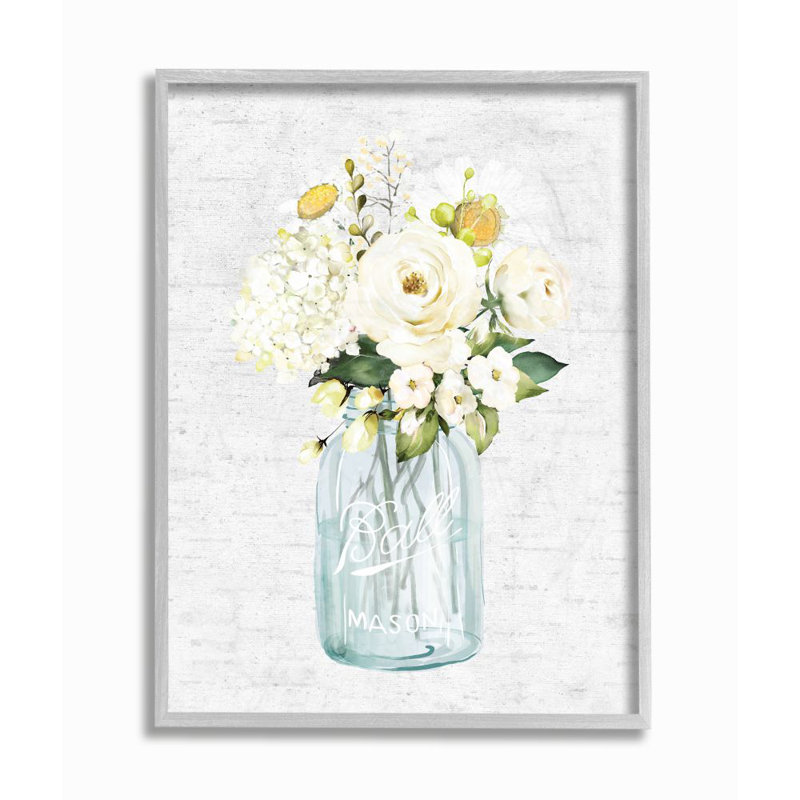 «Quaint Spring Floral Bouquet in Simple Blue Pot» par Lettré et doublé - impression d'art graphique