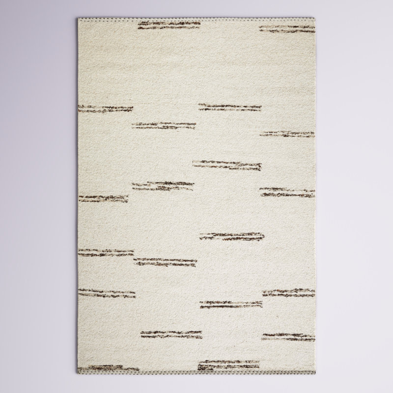 Tapis beige en laine tissé à la main Mingo, Rectangle de 2 pi x 3 pi