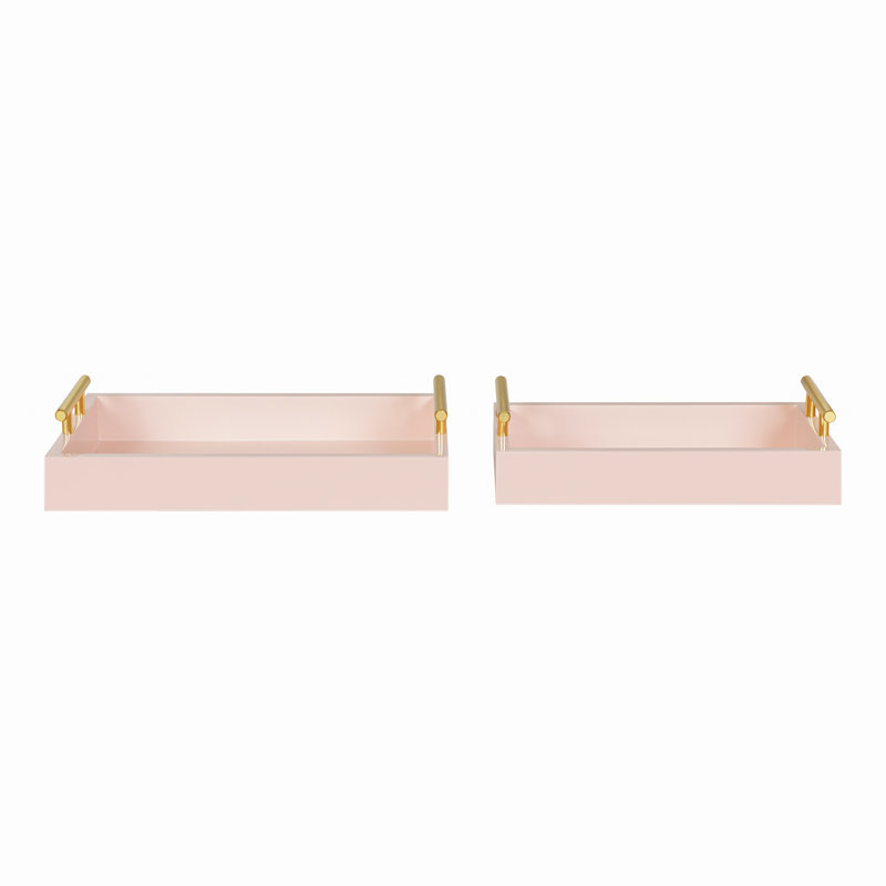 Norvan 2-Piece Rectangle Decorative Trays , Pink