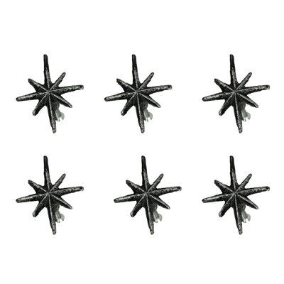 Set Of 6 Antique White Finish Mid Century Modern Starburst Drawer Pulls Knobs