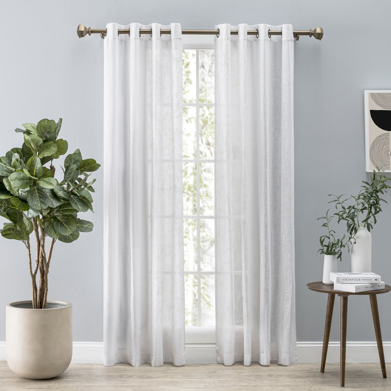 Tahlia Premium Touch of Linen Grommet Curtain Panel, White, 52" x 96"