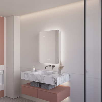 Kerria 20'' W 28 H'' Surface Mount Mirror Cabinet with LED Lighting and 2 Adjustable Shelves
