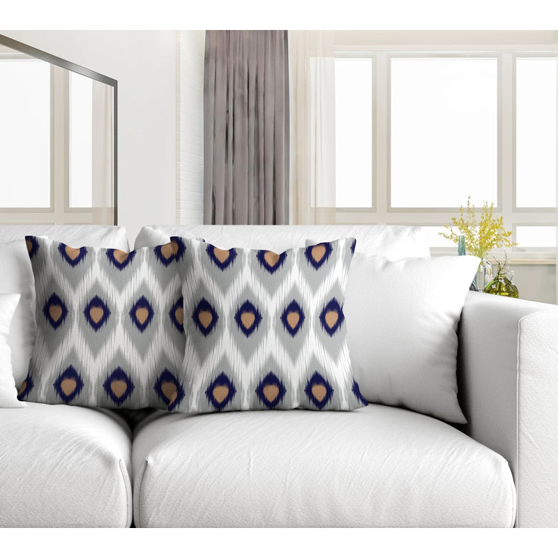 Coussin décoratif intérieur / extérieur abstrait, L 19 po x H 19 po, gris