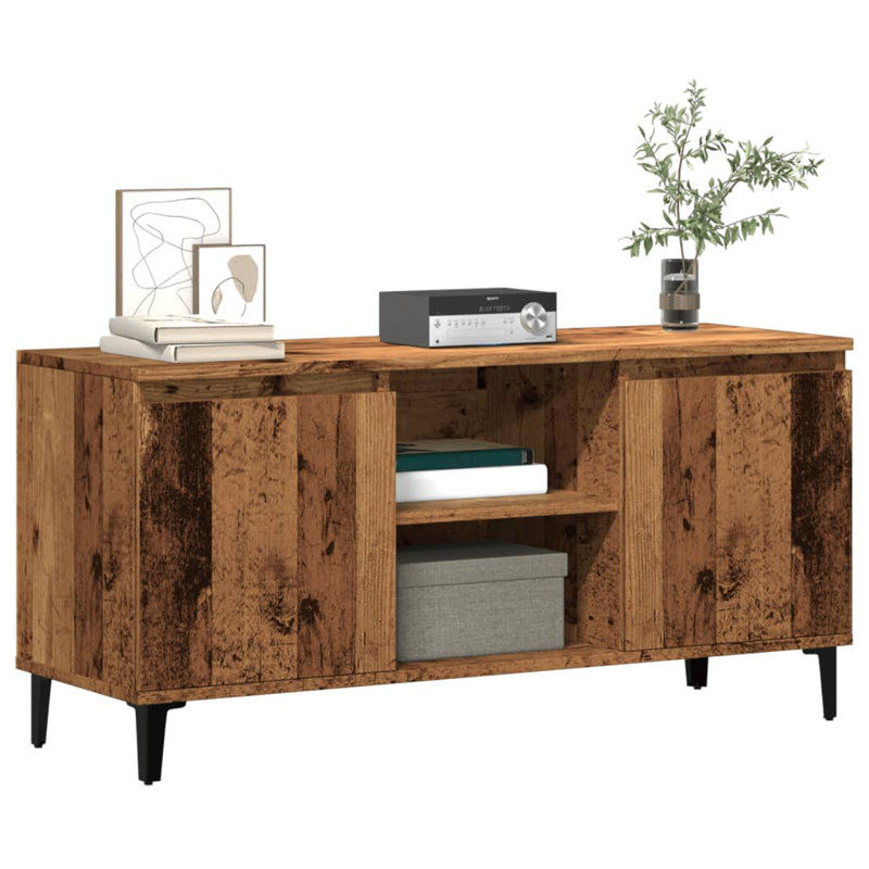 Steyning Unfinished TV Stand with Fireplace Included, Old Wood