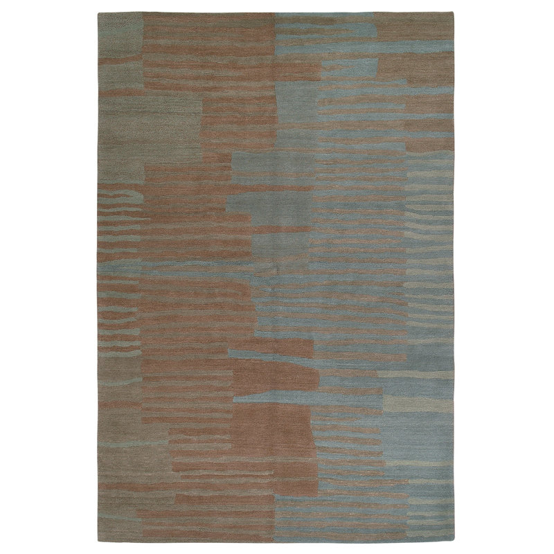 Designers Reserve Wool Striped Area Rug in Blue/Brown/Green, Rectangle 2' x 3'