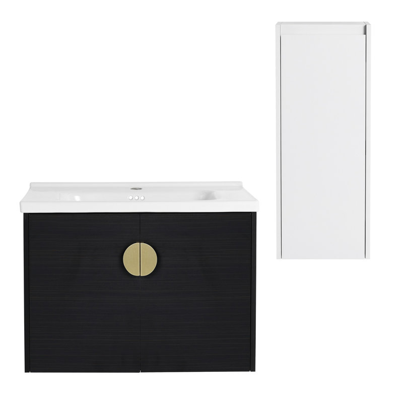 Meuble-lavabo mural simple 28 po avec lavabo et armoire latérale 28 po