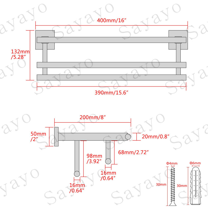Castillon 40cm 1 Towel Bar, Silver