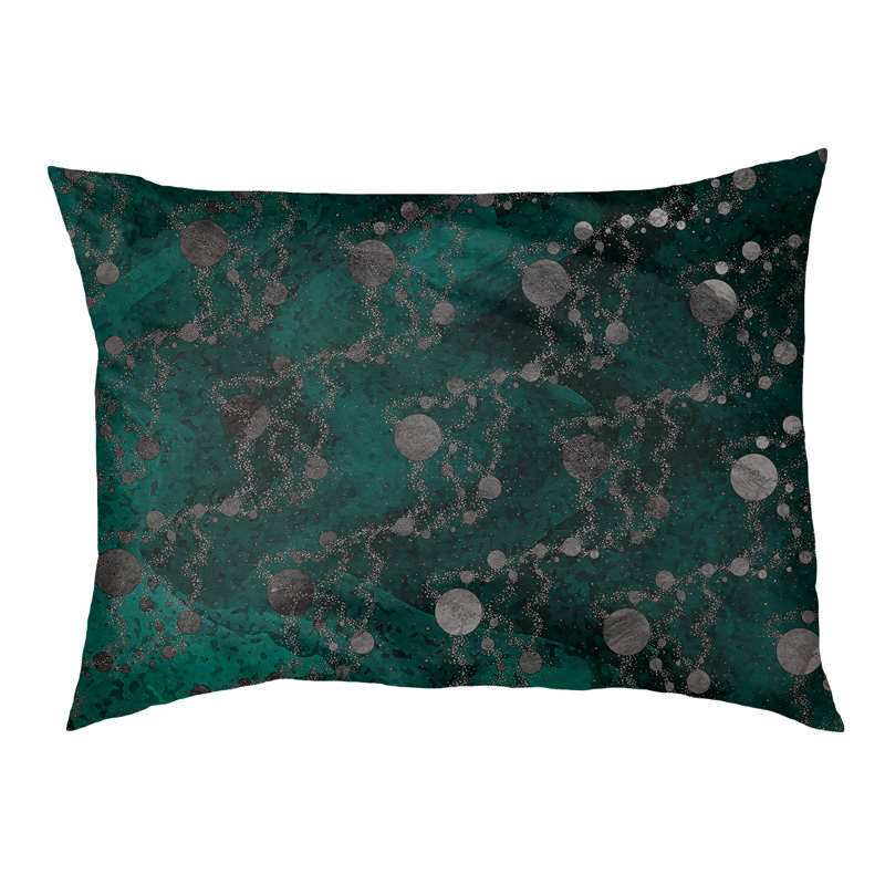 Coussin de concepteur de planète stars Byrge, L 29,5 po x l 19,5 po, Vert / Noir