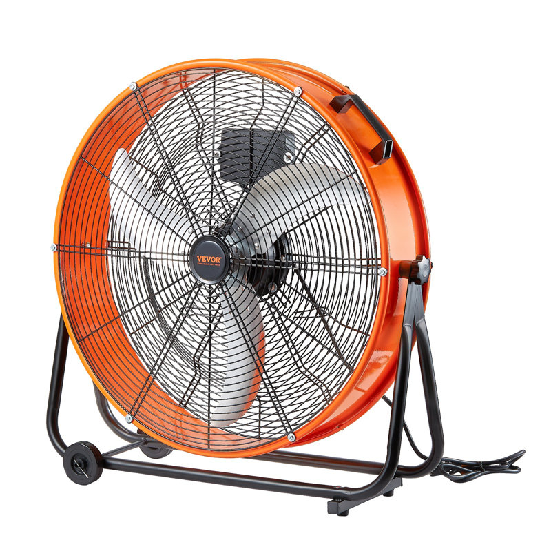 Ventilateur tambour, ventilateur d'atelier industriel haute vitesse de 24 pouces, utilisation commerciale robuste à 3 vitesses 8600 CFM, inclinaison réglable à 360 °, ventilateur de plancher industriel à minuterie 0-2h pour entrepôt, atelier, usine, sous-sol