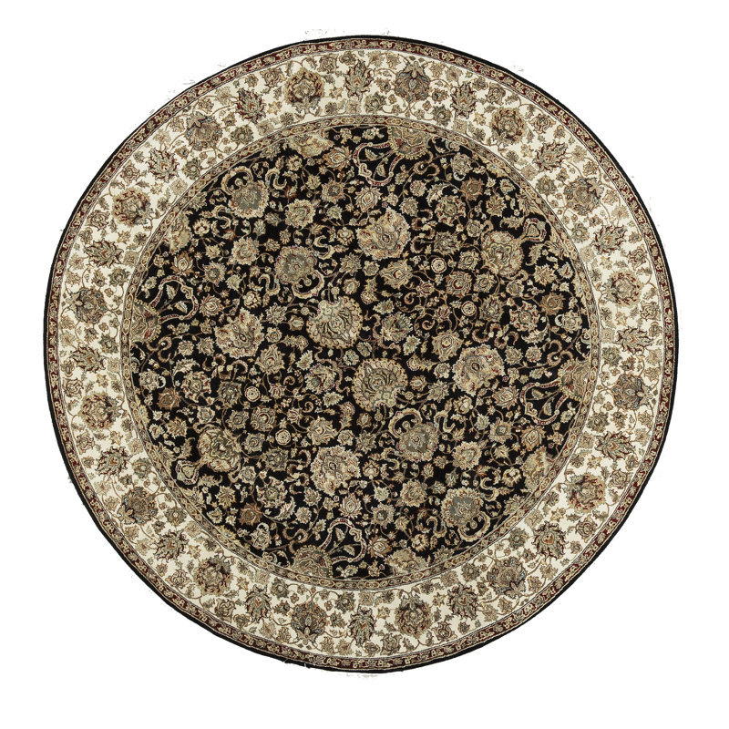 Tapis noir et beige de haute qualité noué à la main