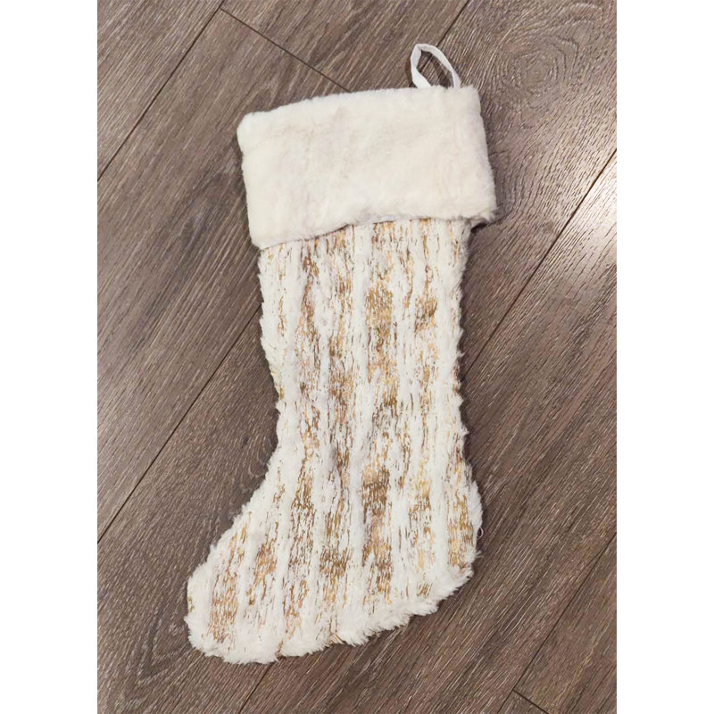 Chaussette de Noël en fausse fourrure métallisée, Or
