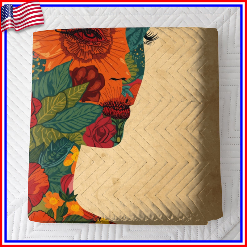 Couvre-lit matelassé Floral Illustration, Double