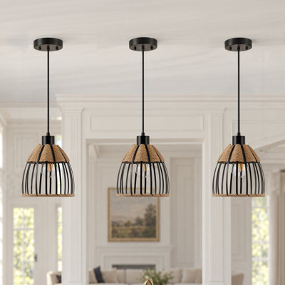 Luminaire suspendu cage en métal 7 po (ensemble de 3)