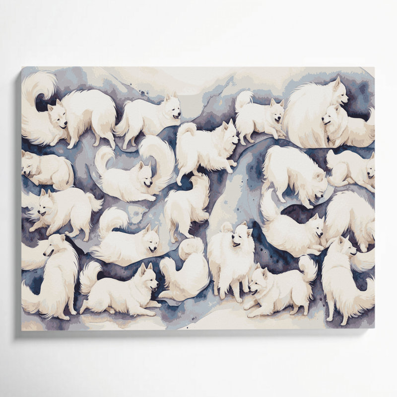 «Dogs Samoyed Beige», art mural sur toile, H 8 po x l 10 po