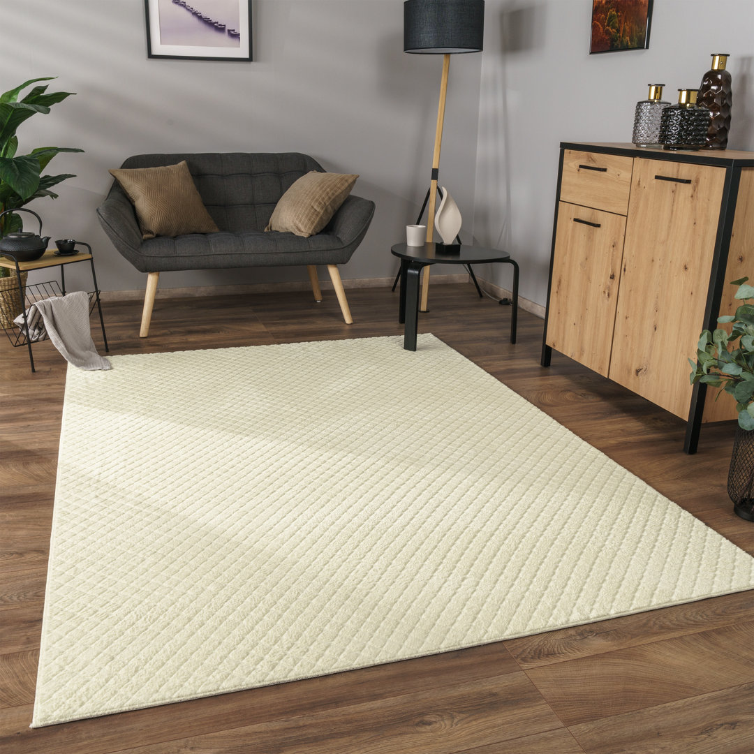 Teppich Hargimont aus Baumwolle in Beige/Cremefarben