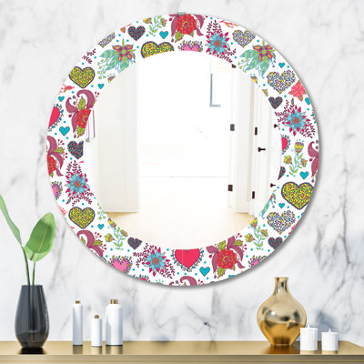 Miroir mural Beautiful Flowers and Hearts