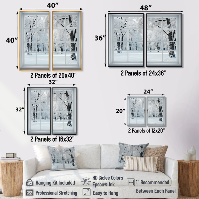 Winter Winter Window Views I - Décoration murale traditionnelle blanche, 36" H x 48" W, Impression encadrée flottante, White