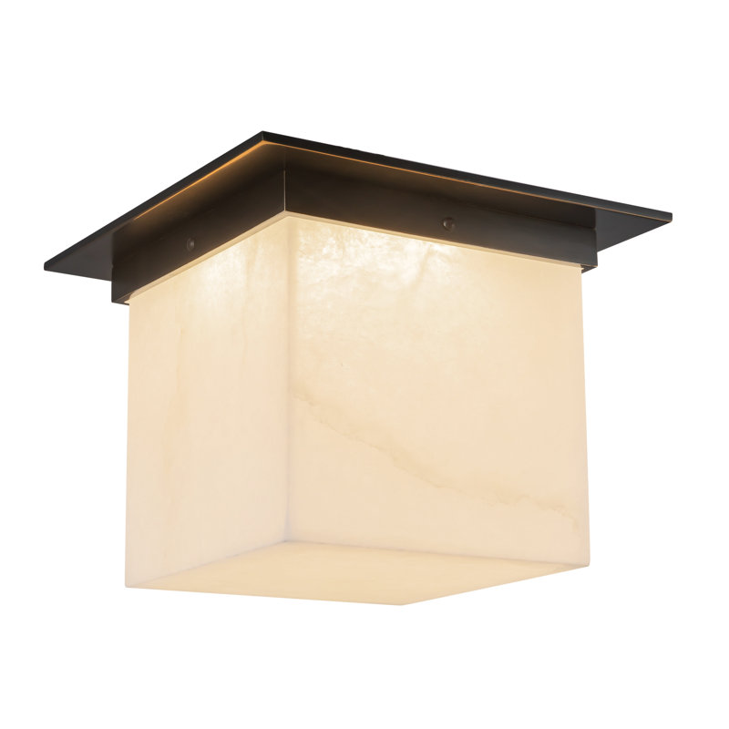 Mineral 11-in Brass Flush Mount, Oil Rubbed Bronze, Alabaster