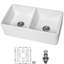 Évier de cuisine en céramique blanche 33 po - double cuve 50/50 durable, résistante à la chaleur, conservant la couleur des égratignures, élégante et décolorante