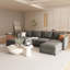 Grand canapé modulaire moderne en U avec rangement, tissu chenille, canapé-lit de 123 pouces et repose-pieds pour le salon-464599663