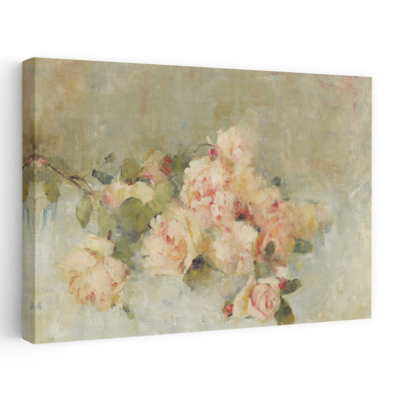 Bouquet de roses, art printanier abstrait, H 36 po x l 24 po