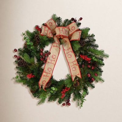30'' Faux Pine Lighted Wreath