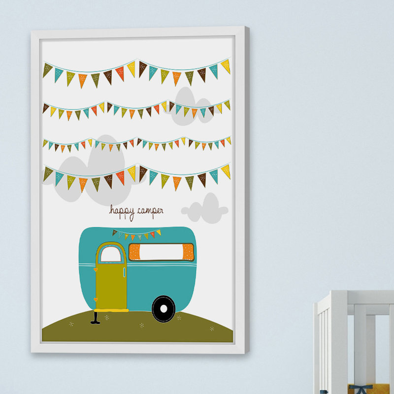 «Happy Camper Blue», reproduction encadrée, H 36 po x l 24 po