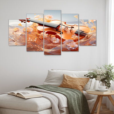 «Glass Violin Serenity Blooms - Music Multipanel», art mural sur toile