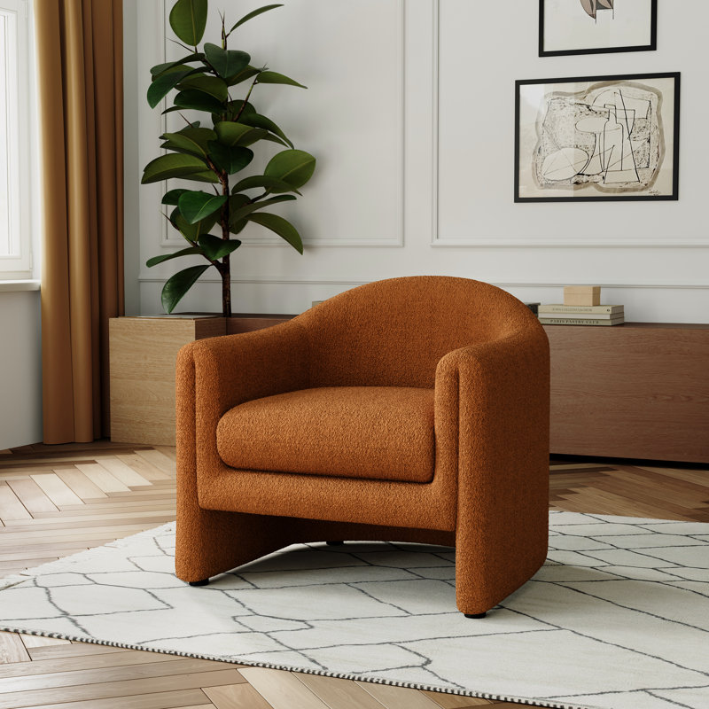 Esly 82Cm Wide Barrel Chair, Rusted Orange Teddy