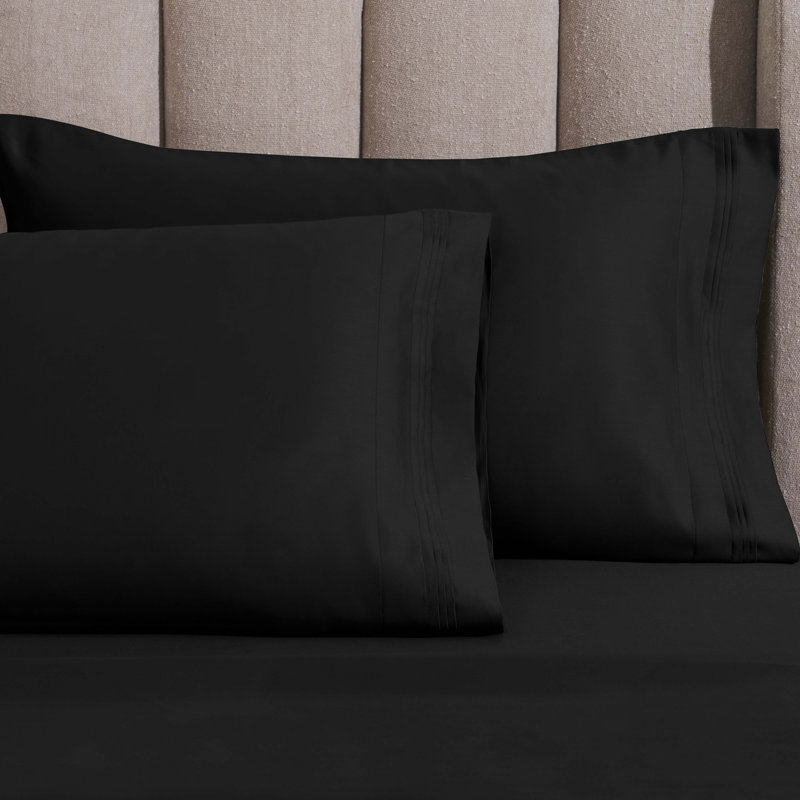 Taie d'oreiller en coton égyptien Tipton, Standard, Noir