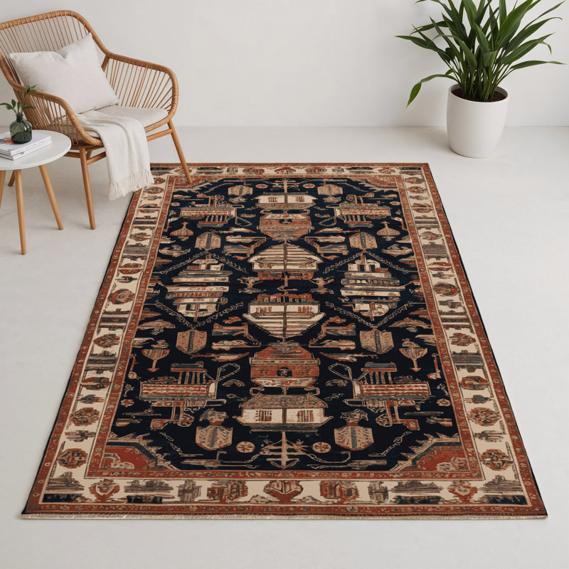 Tapis turc intérieur et extérieur brun, Rectangle 5 pi x 7 pi
