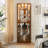 Corner Curio Display Cabinet with Lights, Mirrors, and Adjustable Shelves-501168138