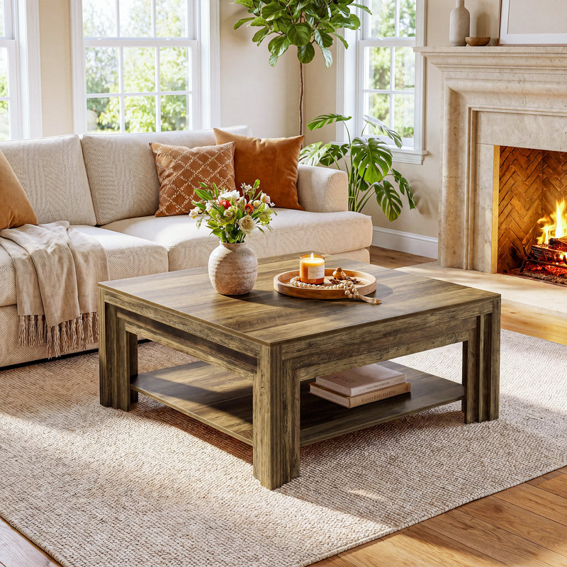 Square Coffee Table with Open Storage