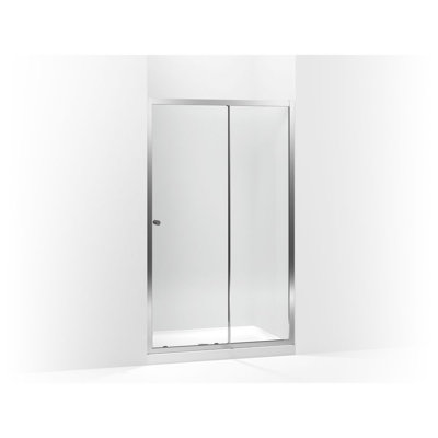 Whiston 48 In. x 74-7/8 In. Frameless Sliding Shower Door in Silver Frame Finish with Smooth/Clear Glass Texture