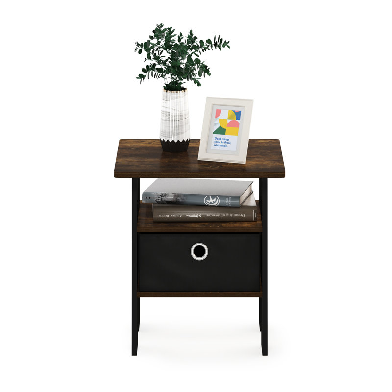 Table de chevet avec tiroir Bin Ebern Designs Duffield, Pin ambré / noir
