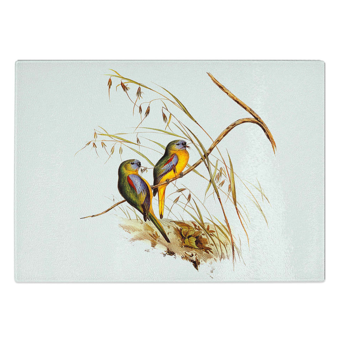 Glass Grass-Parakeets by Elizabeth Gould Chopping Board