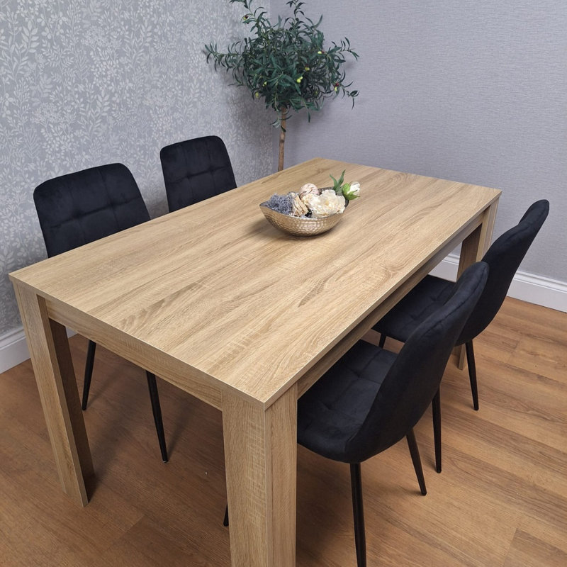 Deirdra 4 - Person Dining Set, Black, 75cm H x 117cm W x 77cm D