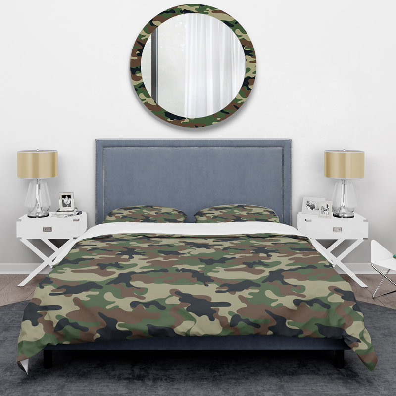 Ensemble de housse de couette en microfibre vert / brun 2 pièces