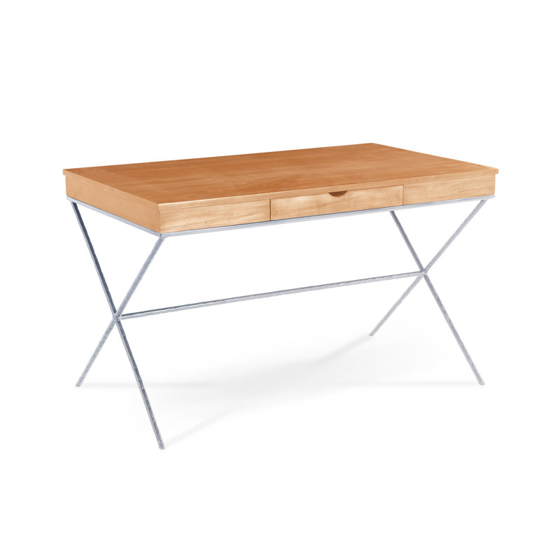 Abbott Writing Desk, Wheat, Brushed Silver