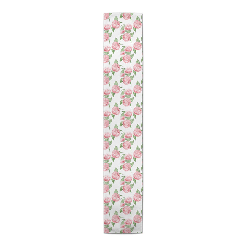Pink Hydrangea Pattern Table Runner, 72" L x 16" W