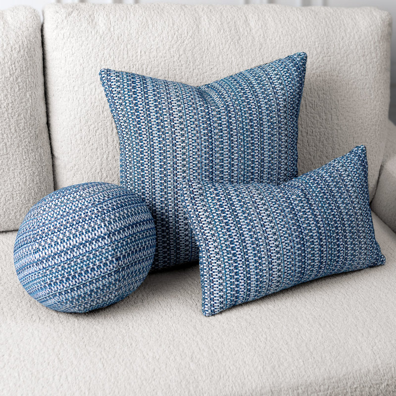 Kaleidoscope Indoor/Outdoor Pillow Cover & Insert, Indigo, 12" x 20", Rectangular