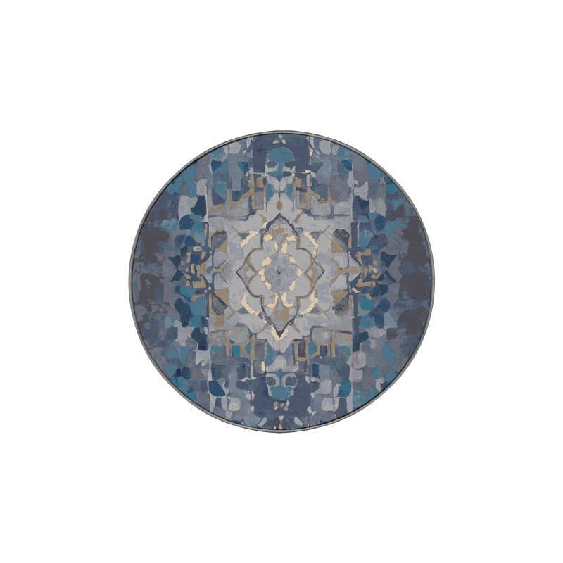 Machine Washable Gray Area Rug, Round 6'