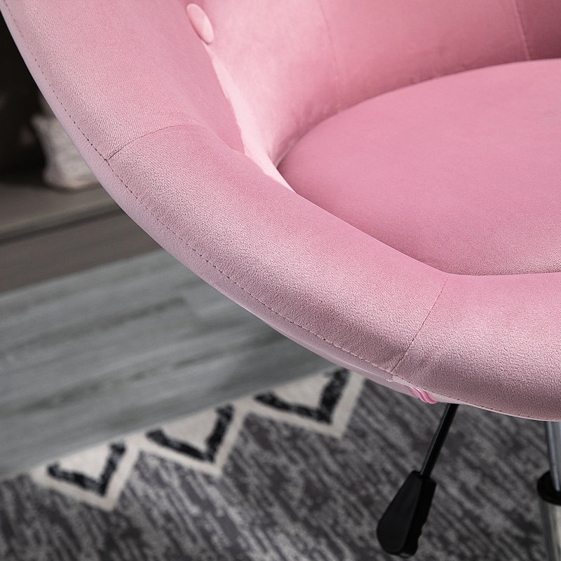Chaise de chambre chic - rose, ronde, réglable en hauteur avec tabouret décoratif de cadre pour le salon