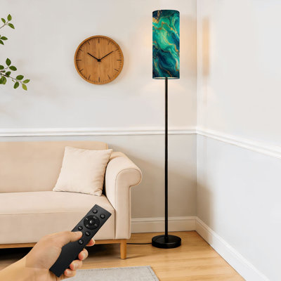 Floor Lamp  Marble abstract acrylic Blue marbling artwork Agate Dimmable Modern Standing Lamp with Remote Control Footswitch Bulb Lampshade Tall Pole Corner Lamp for Living Room Bedroom Office